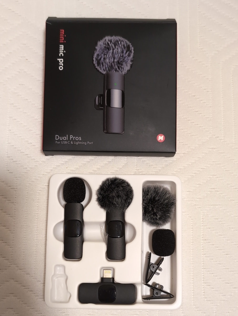 Mini Mic Pro Dual Wireless Microphone - Black, Apple Adapter For Type C